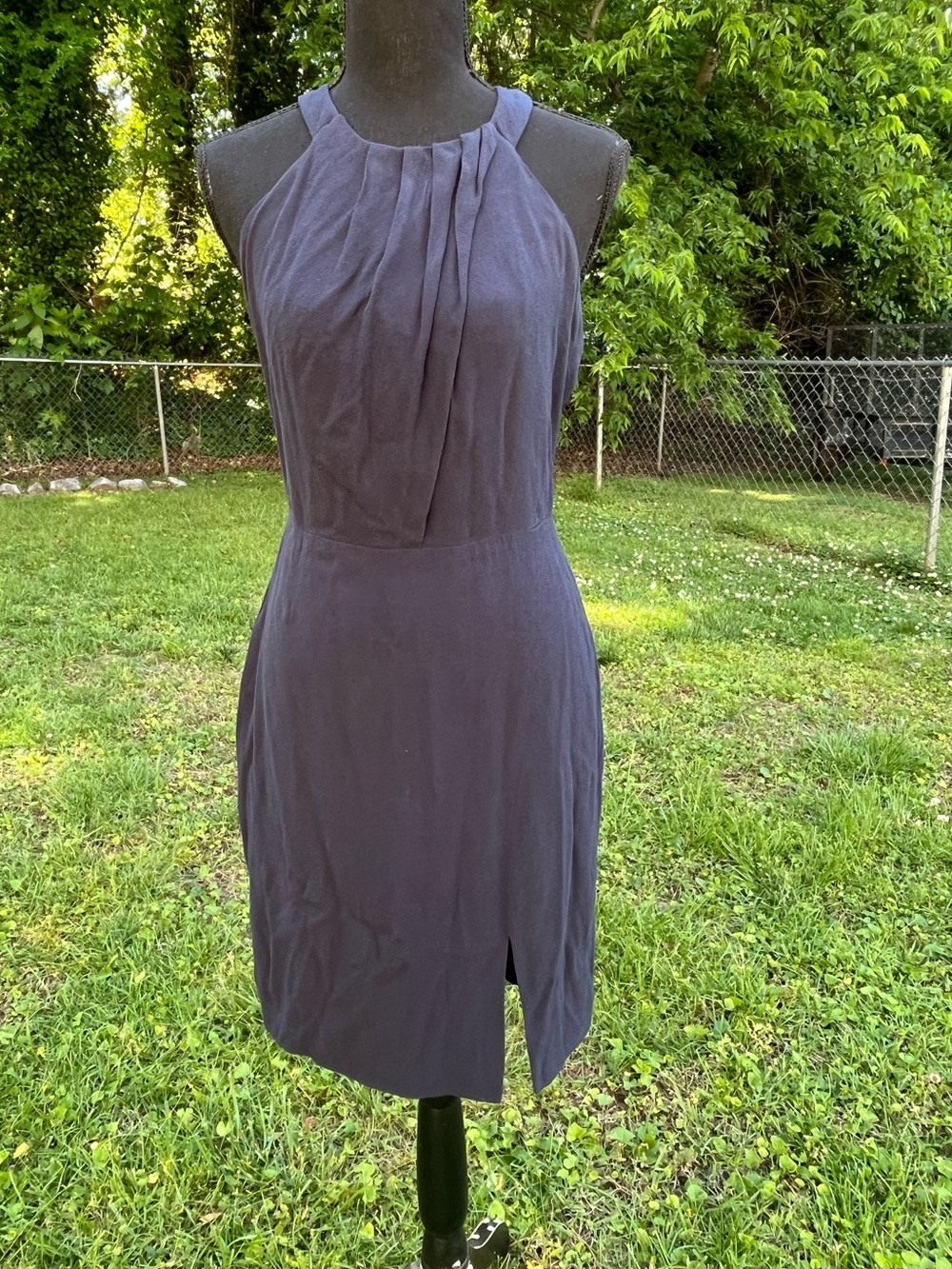 Greylin Navy Blue Backless Sheath Dress